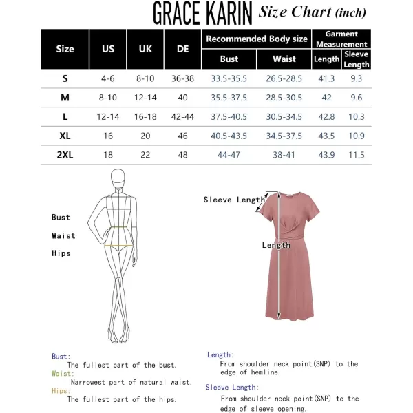 GRACE KARIN Womens Tie Waist Summer Casual Midi Dress Short Sleeve Crew Neck Ribbed Knit DressLight Blue