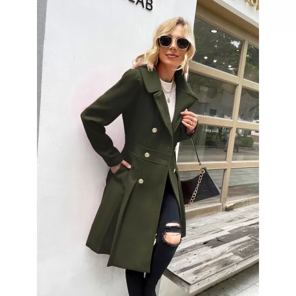 GRACE KARIN Womens Trench Coat Notch Lapel Double Breasted Thick A Line Pea Coats Jacket with PocketsS2XLArmy Green