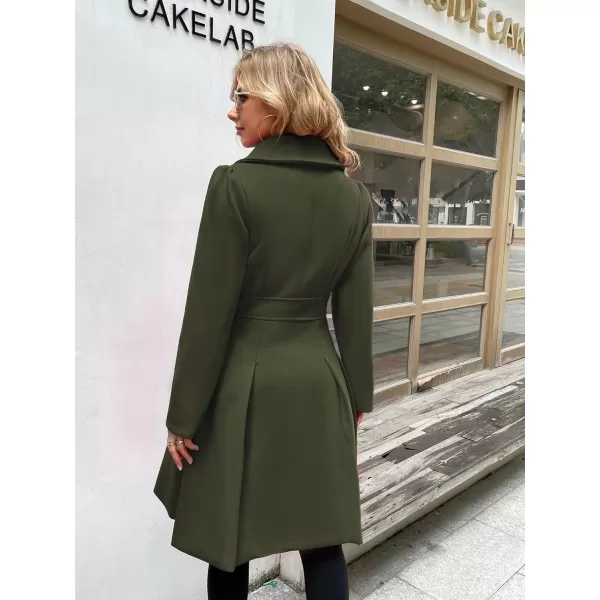 GRACE KARIN Womens Trench Coat Notch Lapel Double Breasted Thick A Line Pea Coats Jacket with PocketsS2XLArmy Green