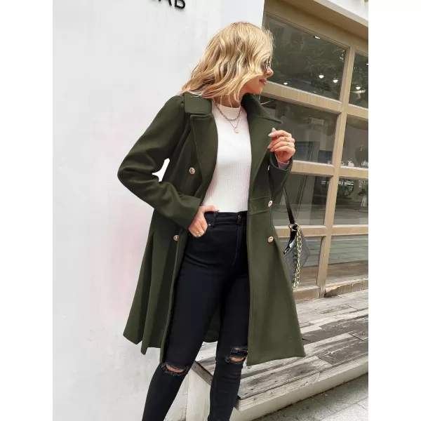 GRACE KARIN Womens Trench Coat Notch Lapel Double Breasted Thick A Line Pea Coats Jacket with PocketsS2XLArmy Green