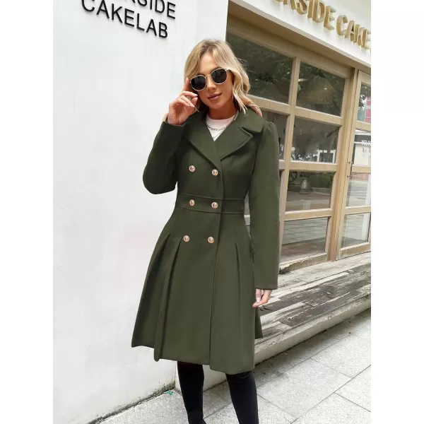 GRACE KARIN Womens Trench Coat Notch Lapel Double Breasted Thick A Line Pea Coats Jacket with PocketsS2XLArmy Green