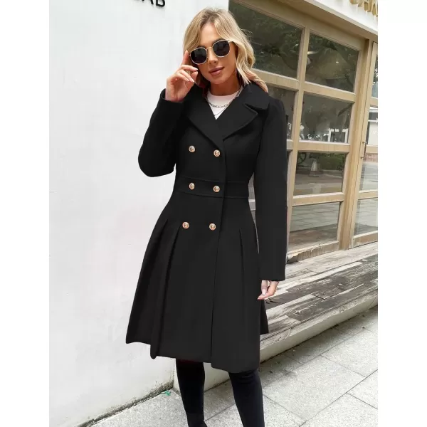 GRACE KARIN Womens Trench Coat Notch Lapel Double Breasted Thick A Line Pea Coats Jacket with PocketsS2XLBlack