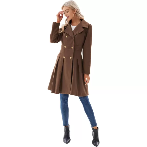 GRACE KARIN Womens Trench Coat Notch Lapel Double Breasted Thick A Line Pea Coats Jacket with PocketsS2XLBrown