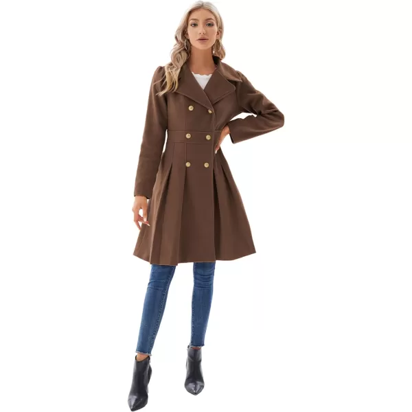 GRACE KARIN Womens Trench Coat Notch Lapel Double Breasted Thick A Line Pea Coats Jacket with PocketsS2XLBrown