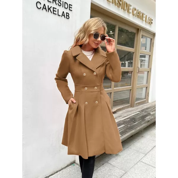 GRACE KARIN Womens Trench Coat Notch Lapel Double Breasted Thick A Line Pea Coats Jacket with PocketsS2XLCamel