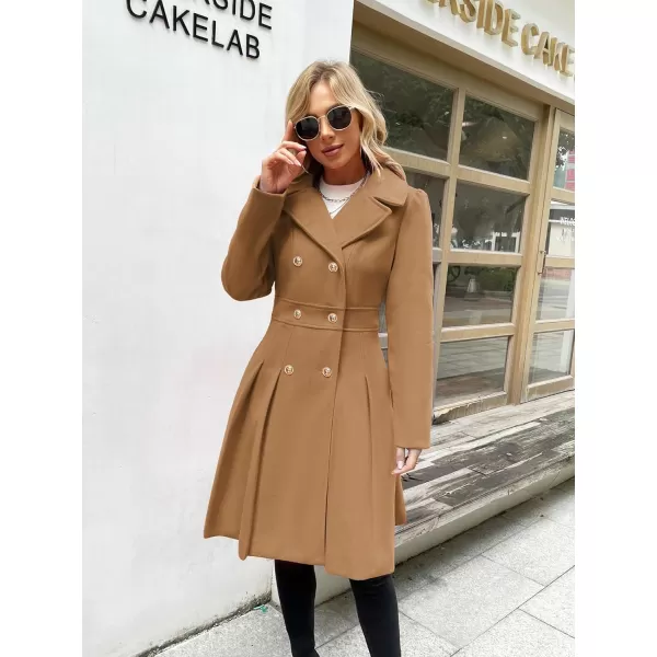 GRACE KARIN Womens Trench Coat Notch Lapel Double Breasted Thick A Line Pea Coats Jacket with PocketsS2XLCamel