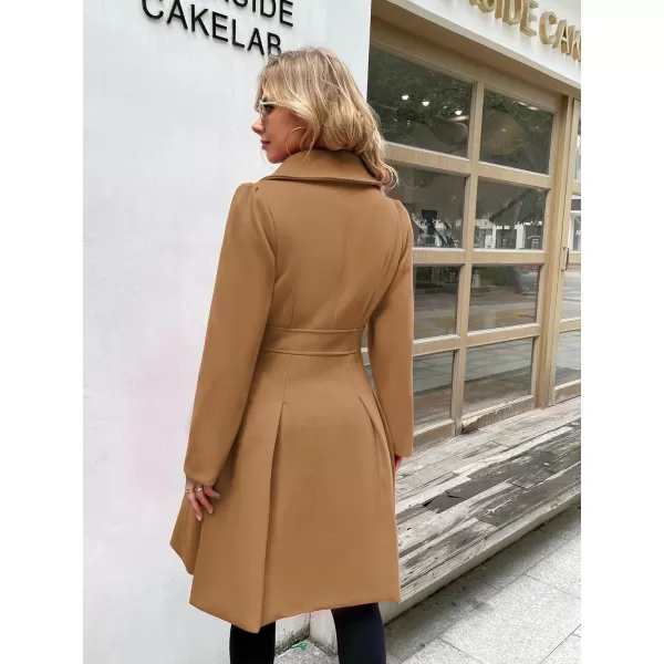 GRACE KARIN Womens Trench Coat Notch Lapel Double Breasted Thick A Line Pea Coats Jacket with PocketsS2XLCamel