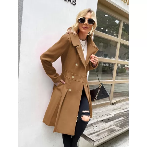 GRACE KARIN Womens Trench Coat Notch Lapel Double Breasted Thick A Line Pea Coats Jacket with PocketsS2XLCamel