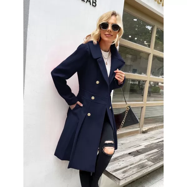 GRACE KARIN Womens Trench Coat Notch Lapel Double Breasted Thick A Line Pea Coats Jacket with PocketsS2XLDark Blue