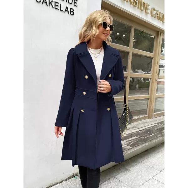 GRACE KARIN Womens Trench Coat Notch Lapel Double Breasted Thick A Line Pea Coats Jacket with PocketsS2XLDark Blue