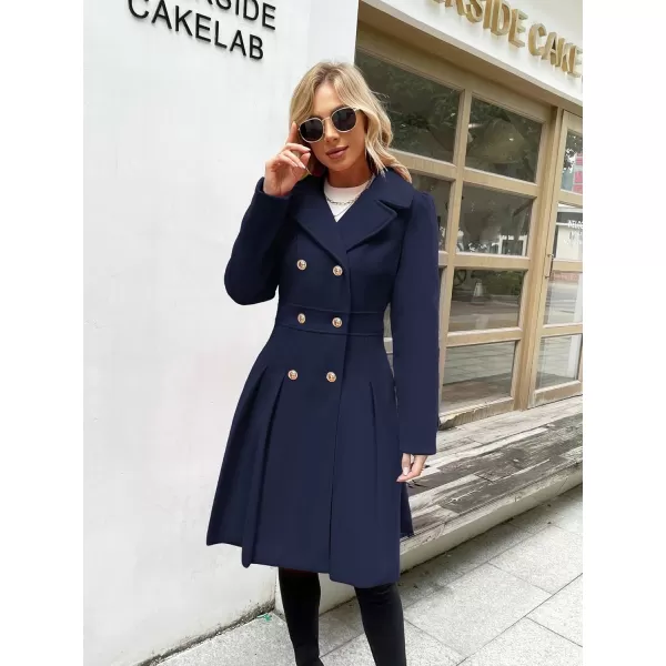 GRACE KARIN Womens Trench Coat Notch Lapel Double Breasted Thick A Line Pea Coats Jacket with PocketsS2XLDark Blue