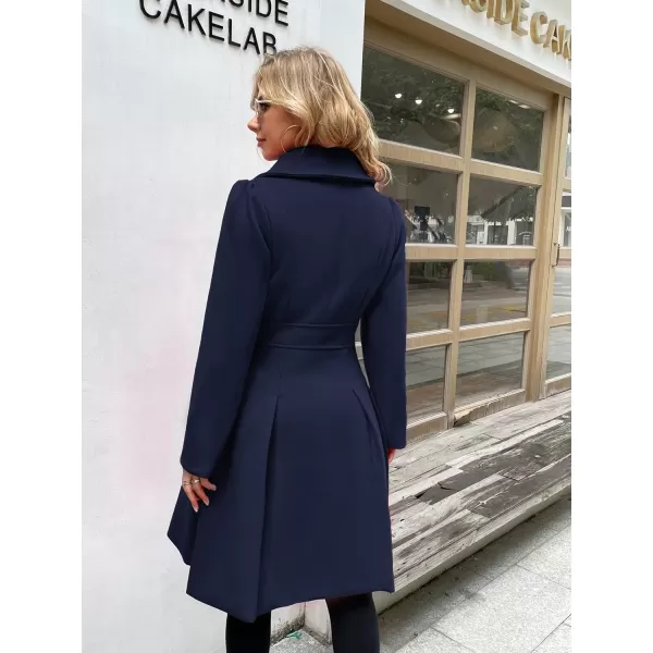 GRACE KARIN Womens Trench Coat Notch Lapel Double Breasted Thick A Line Pea Coats Jacket with PocketsS2XLDark Blue