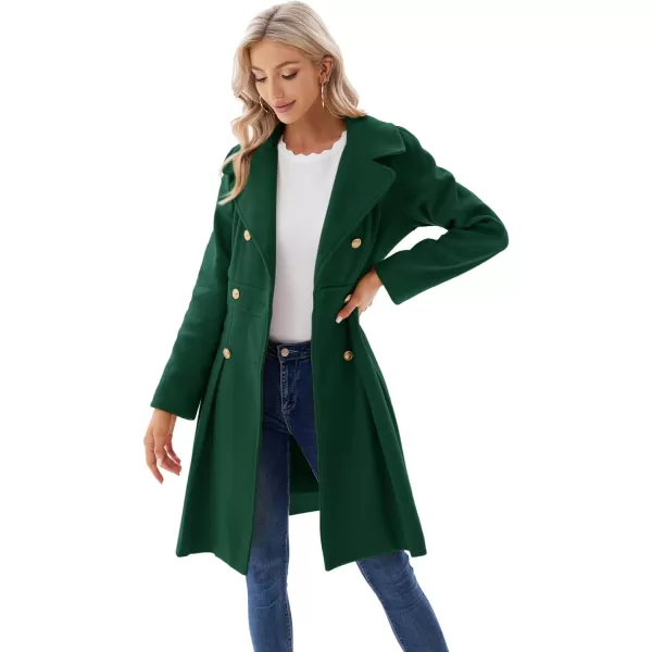 GRACE KARIN Womens Trench Coat Notch Lapel Double Breasted Thick A Line Pea Coats Jacket with PocketsS2XLDark Green