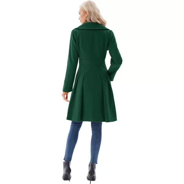 GRACE KARIN Womens Trench Coat Notch Lapel Double Breasted Thick A Line Pea Coats Jacket with PocketsS2XLDark Green