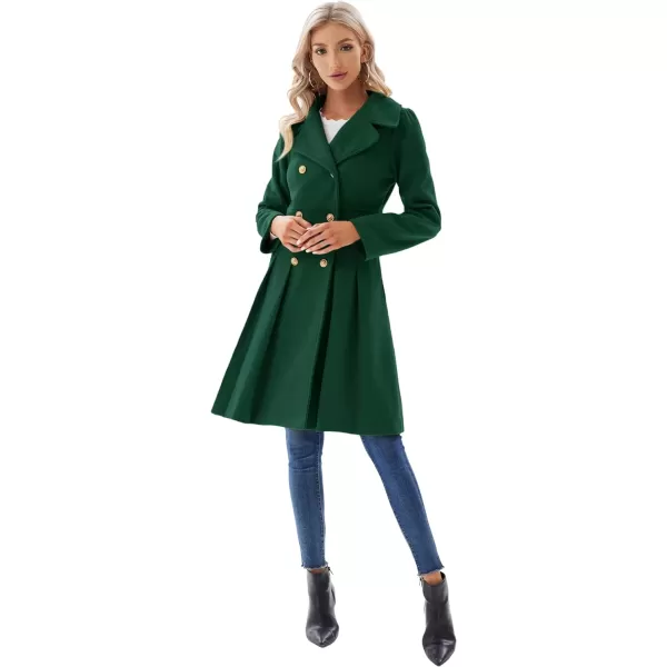 GRACE KARIN Womens Trench Coat Notch Lapel Double Breasted Thick A Line Pea Coats Jacket with PocketsS2XLDark Green