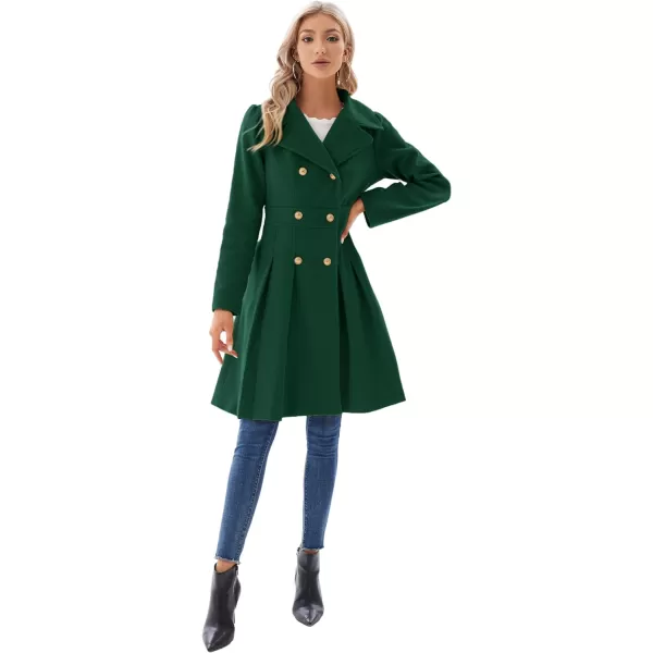 GRACE KARIN Womens Trench Coat Notch Lapel Double Breasted Thick A Line Pea Coats Jacket with PocketsS2XLDark Green