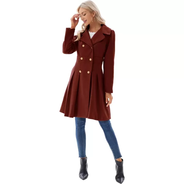 GRACE KARIN Womens Trench Coat Notch Lapel Double Breasted Thick A Line Pea Coats Jacket with PocketsS2XLDark Red