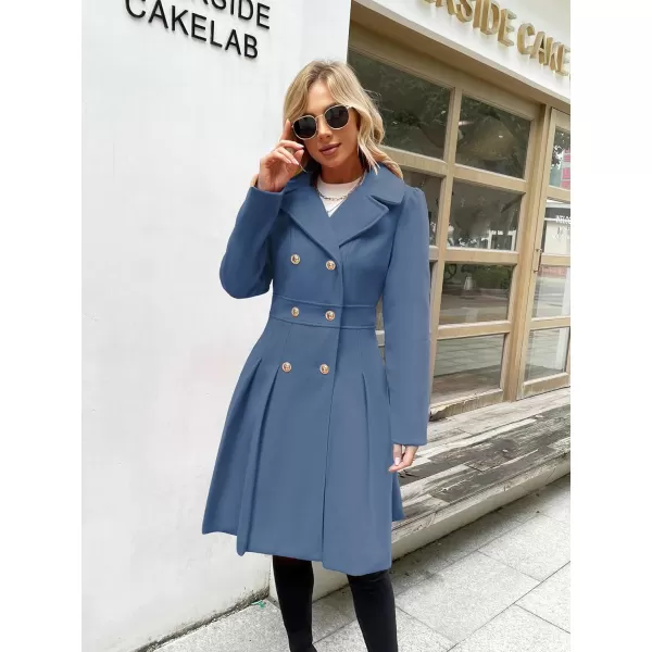 GRACE KARIN Womens Trench Coat Notch Lapel Double Breasted Thick A Line Pea Coats Jacket with PocketsS2XLGrey Blue