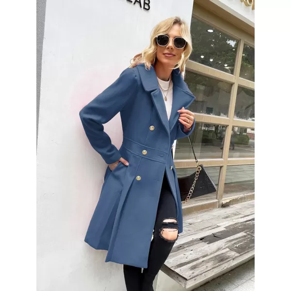 GRACE KARIN Womens Trench Coat Notch Lapel Double Breasted Thick A Line Pea Coats Jacket with PocketsS2XLGrey Blue
