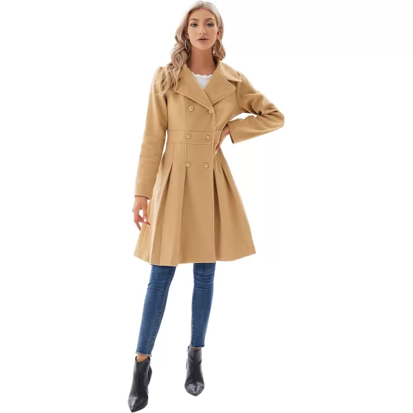 GRACE KARIN Womens Trench Coat Notch Lapel Double Breasted Thick A Line Pea Coats Jacket with PocketsS2XLKhaki