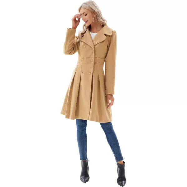 GRACE KARIN Womens Trench Coat Notch Lapel Double Breasted Thick A Line Pea Coats Jacket with PocketsS2XLKhaki