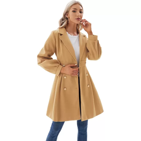 GRACE KARIN Womens Trench Coat Notch Lapel Double Breasted Thick A Line Pea Coats Jacket with PocketsS2XLKhakibelted