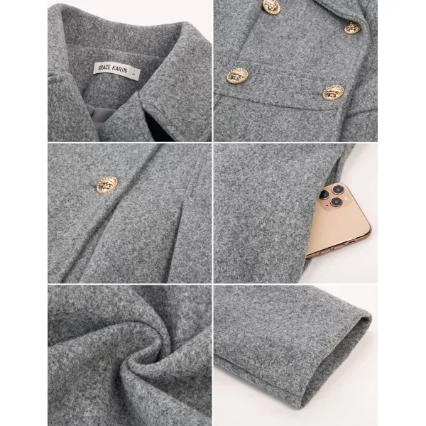 GRACE KARIN Womens Trench Coat Notch Lapel Double Breasted Thick A Line Pea Coats Jacket with PocketsS2XLLight Grey