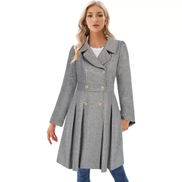 GRACE KARIN Womens Trench Coat Notch Lapel Double Breasted Thick A Line Pea Coats Jacket with PocketsS2XLLight Grey