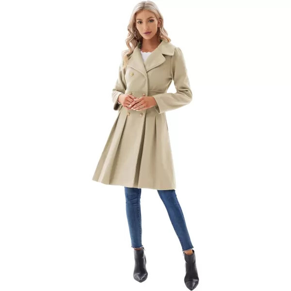 GRACE KARIN Womens Trench Coat Notch Lapel Double Breasted Thick A Line Pea Coats Jacket with PocketsS2XLLight Khaki