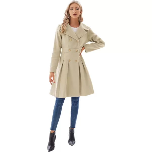 GRACE KARIN Womens Trench Coat Notch Lapel Double Breasted Thick A Line Pea Coats Jacket with PocketsS2XLLight Khaki