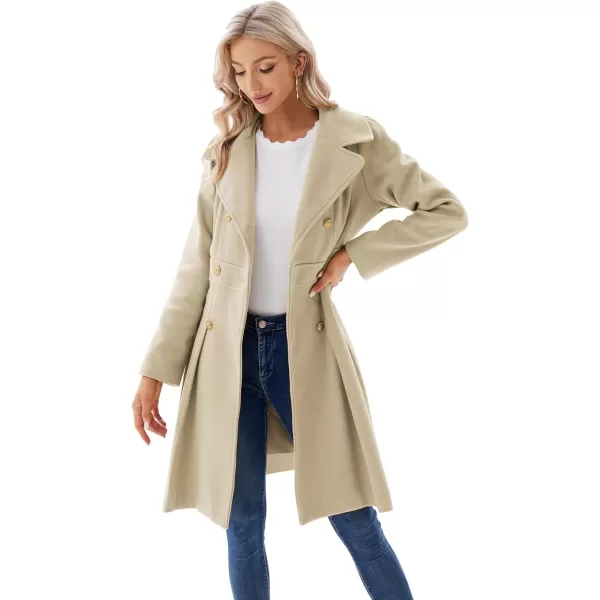 GRACE KARIN Womens Trench Coat Notch Lapel Double Breasted Thick A Line Pea Coats Jacket with PocketsS2XLLight Khaki
