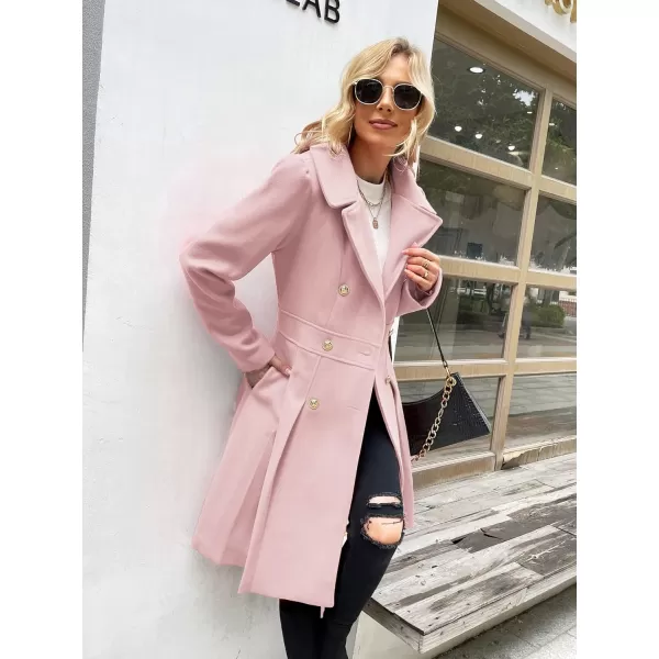 GRACE KARIN Womens Trench Coat Notch Lapel Double Breasted Thick A Line Pea Coats Jacket with PocketsS2XLLight Pink