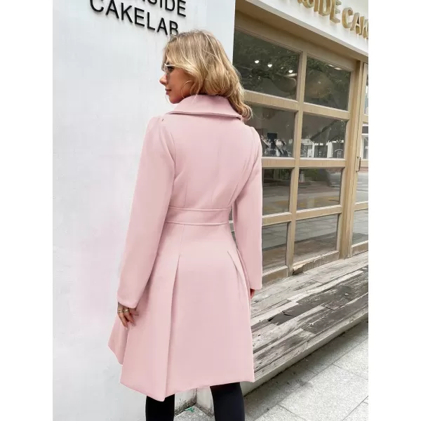 GRACE KARIN Womens Trench Coat Notch Lapel Double Breasted Thick A Line Pea Coats Jacket with PocketsS2XLLight Pink