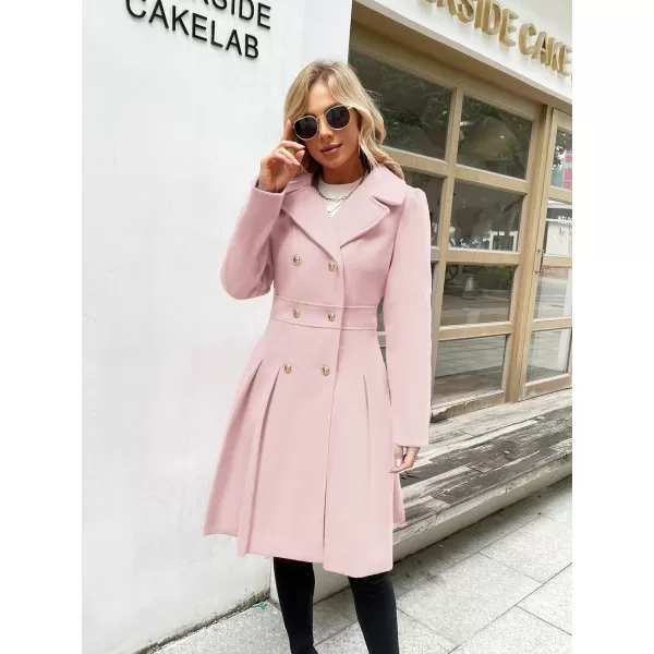 GRACE KARIN Womens Trench Coat Notch Lapel Double Breasted Thick A Line Pea Coats Jacket with PocketsS2XLLight Pink