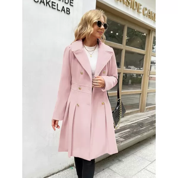 GRACE KARIN Womens Trench Coat Notch Lapel Double Breasted Thick A Line Pea Coats Jacket with PocketsS2XLLight Pink