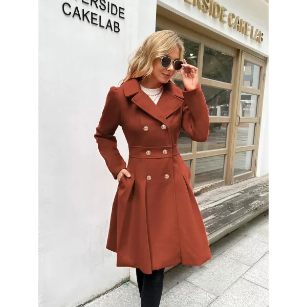 GRACE KARIN Womens Trench Coat Notch Lapel Double Breasted Thick A Line Pea Coats Jacket with PocketsS2XLOrange