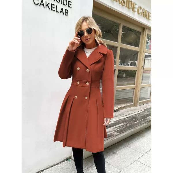 GRACE KARIN Womens Trench Coat Notch Lapel Double Breasted Thick A Line Pea Coats Jacket with PocketsS2XLOrange