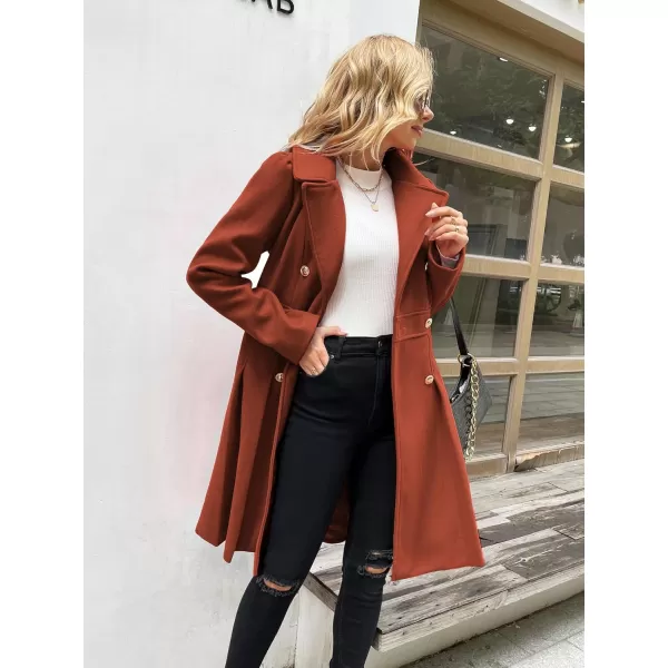 GRACE KARIN Womens Trench Coat Notch Lapel Double Breasted Thick A Line Pea Coats Jacket with PocketsS2XLOrange