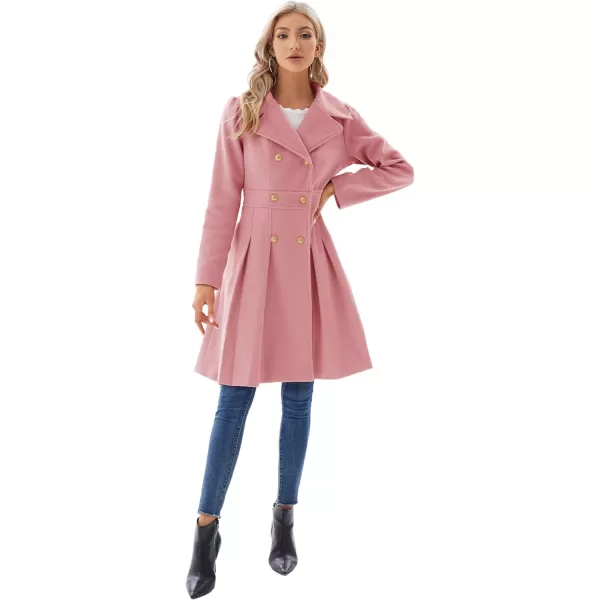 GRACE KARIN Womens Trench Coat Notch Lapel Double Breasted Thick A Line Pea Coats Jacket with PocketsS2XLPink