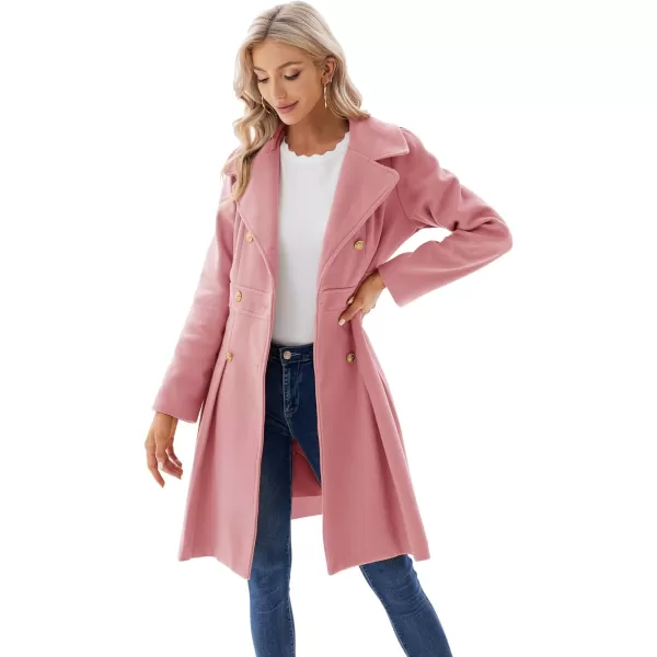 GRACE KARIN Womens Trench Coat Notch Lapel Double Breasted Thick A Line Pea Coats Jacket with PocketsS2XLPink