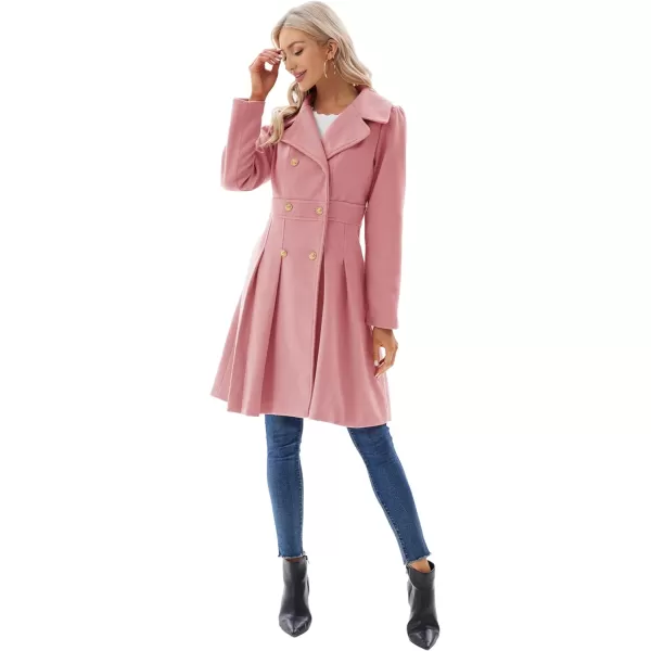 GRACE KARIN Womens Trench Coat Notch Lapel Double Breasted Thick A Line Pea Coats Jacket with PocketsS2XLPink