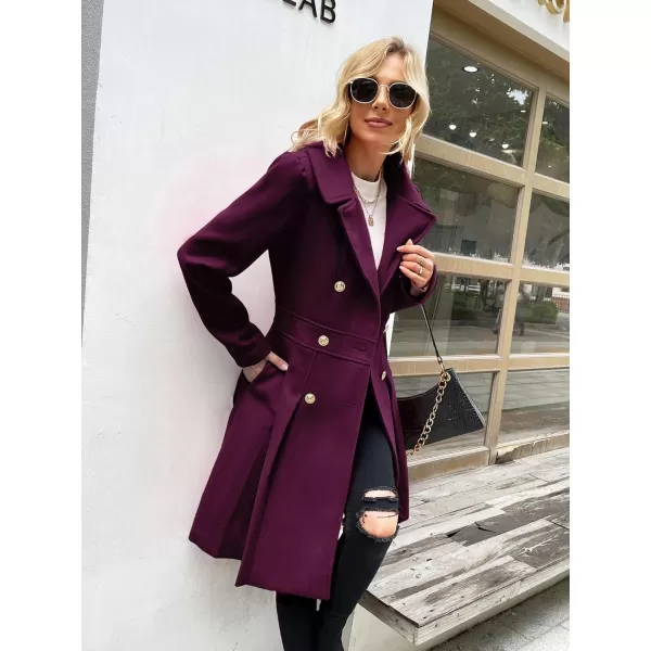 GRACE KARIN Womens Trench Coat Notch Lapel Double Breasted Thick A Line Pea Coats Jacket with PocketsS2XLPurple