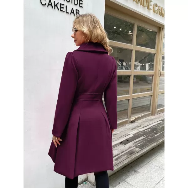 GRACE KARIN Womens Trench Coat Notch Lapel Double Breasted Thick A Line Pea Coats Jacket with PocketsS2XLPurple