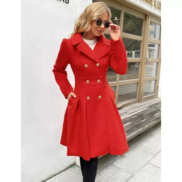 GRACE KARIN Womens Trench Coat Notch Lapel Double Breasted Thick A Line Pea Coats Jacket with PocketsS2XLRed