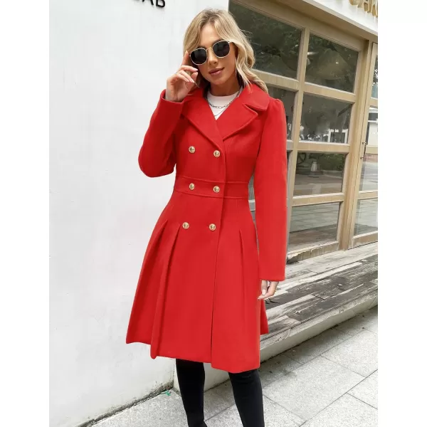 GRACE KARIN Womens Trench Coat Notch Lapel Double Breasted Thick A Line Pea Coats Jacket with PocketsS2XLRed