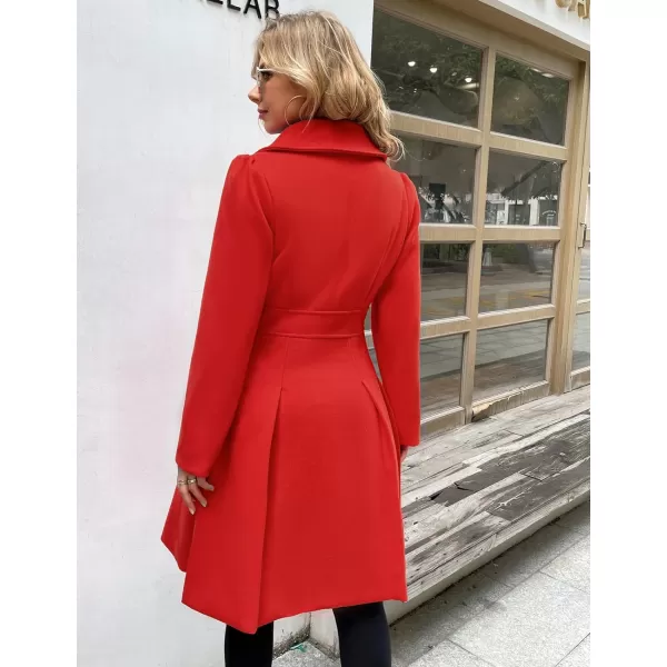 GRACE KARIN Womens Trench Coat Notch Lapel Double Breasted Thick A Line Pea Coats Jacket with PocketsS2XLRed