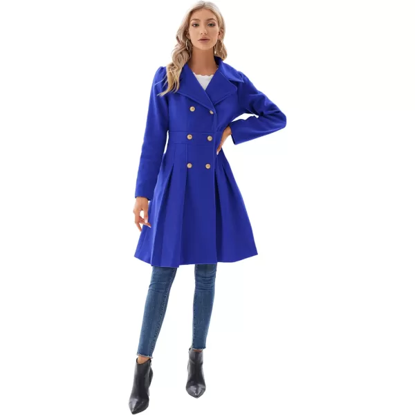 GRACE KARIN Womens Trench Coat Notch Lapel Double Breasted Thick A Line Pea Coats Jacket with PocketsS2XLRoyal Blue