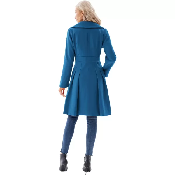 GRACE KARIN Womens Trench Coat Notch Lapel Double Breasted Thick A Line Pea Coats Jacket with PocketsS2XLTeal Blue