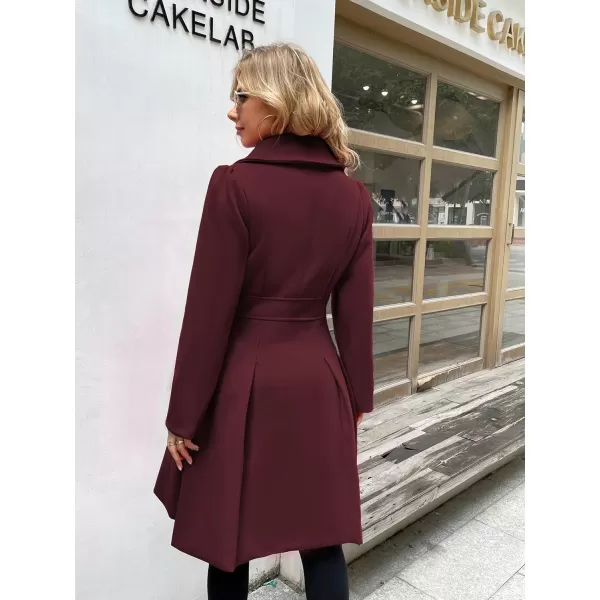 GRACE KARIN Womens Trench Coat Notch Lapel Double Breasted Thick A Line Pea Coats Jacket with PocketsS2XLWine Red