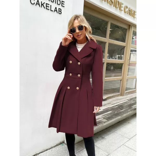 GRACE KARIN Womens Trench Coat Notch Lapel Double Breasted Thick A Line Pea Coats Jacket with PocketsS2XLWine Red